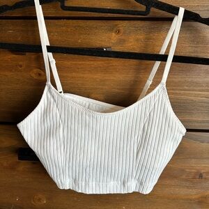Aerie Cream Ribbed Camisole Top